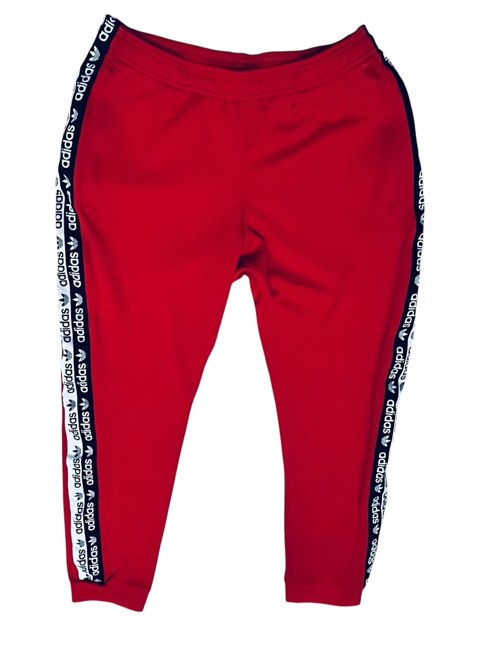 Adidas Men's Joggers Track Pants Red Vertical/Logo Zip Pockets Sz L - Picture 2 of 16